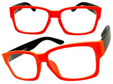 Classic Contemporary Modern Artsy Style Clear Lens EYEGLASSES Square Orange & Black Frame I020