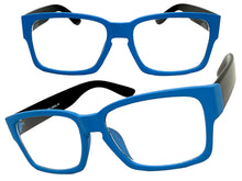 Classic Contemporary Modern Artsy Style Clear Lens EYEGLASSES Square Blue & Black Frame I020