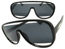 Oversized Exaggerated Modern Rerto Shield Style SUNGLASSES Large Black Frame 5013