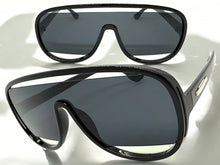 Oversized Exaggerated Modern Rerto Shield Style SUNGLASSES Large Black Frame 5013