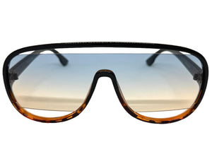 Oversized Exaggerated Modern Rerto Shield Style SUNGLASSES Large Black Frame 5013