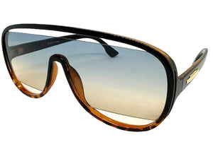 Oversized Exaggerated Modern Rerto Shield Style SUNGLASSES Large Black Frame 5013