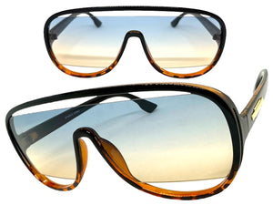 Oversized Exaggerated Modern Rerto Shield Style SUNGLASSES Large Black Frame 5013