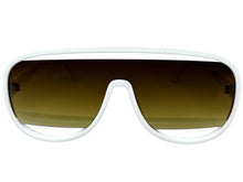 Oversized Exaggerated Modern Rerto Shield Style SUNGLASSES Large White Frame 5013