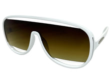 Oversized Exaggerated Modern Rerto Shield Style SUNGLASSES Large White Frame 5013