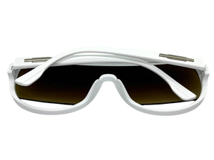 Oversized Exaggerated Modern Rerto Shield Style SUNGLASSES Large White Frame 5013