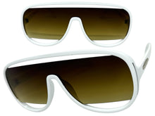 Oversized Exaggerated Modern Rerto Shield Style SUNGLASSES Large White Frame 5013