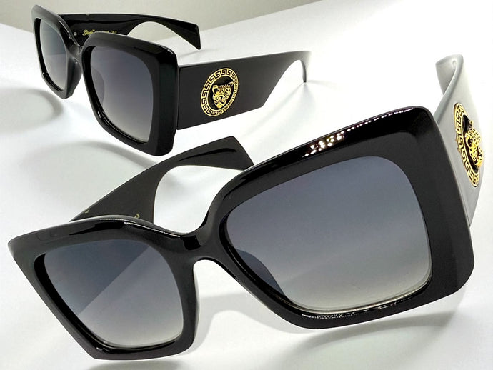 Oversized Luxury Vintage Retro Style SUNGLASSES Large Super Thick Black Frame 15013
