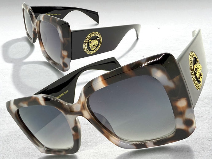 Oversized Luxury Vintage Retro Style SUNGLASSES Large Super Thick Leopard Frame 15013