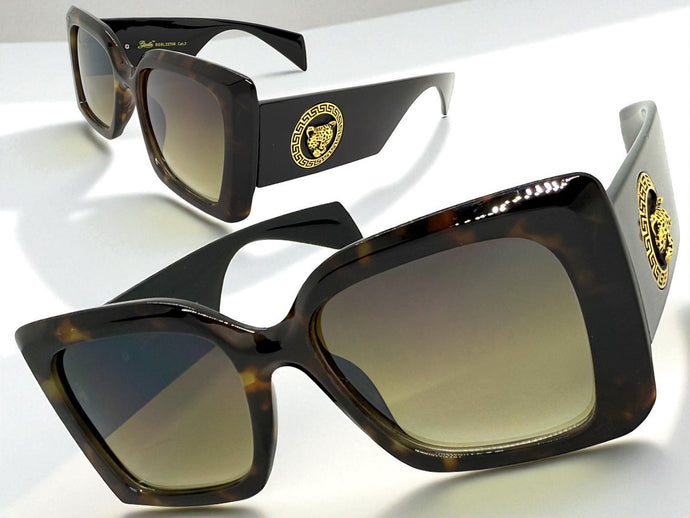 Oversized Luxury Vintage Retro Style SUNGLASSES Large Super Thick Leopard Frame 15013