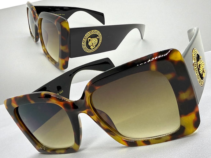 Oversized Luxury Vintage Retro Style SUNGLASSES Large Super Thick Leopard Frame 15013