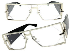 Classic Vintage Retro Hip Hop Rapper Style Clear Lens EYEGLASSES Large Silver Frame 5542