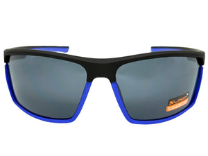 Sporty Wrap Around Cycling Fishing Biker SUNGLASSES Sleek Black & Blue Frame - Dark Lens 2723
