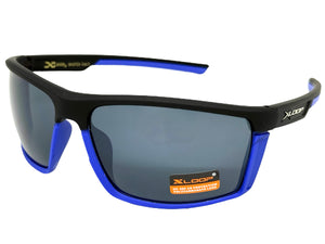 Sporty Wrap Around Cycling Fishing Biker SUNGLASSES Sleek Black & Blue Frame - Dark Lens 2723