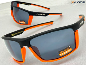 Sporty Wrap Around Cycling Fishing Biker SUNGLASSES Sleek Black & Orange Frame - Dark Lens 2723