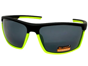 Sporty Wrap Around Cycling Fishing Biker SUNGLASSES Sleek Black & Neon Green Frame - Dark Lens 2723