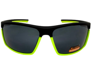 Sporty Wrap Around Cycling Fishing Biker SUNGLASSES Sleek Black & Neon Green Frame - Dark Lens 2723