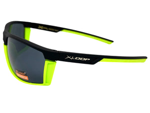 Sporty Wrap Around Cycling Fishing Biker SUNGLASSES Sleek Black & Neon Green Frame - Dark Lens 2723