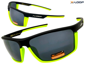 Sporty Wrap Around Cycling Fishing Biker SUNGLASSES Sleek Black & Neon Green Frame - Dark Lens 2723