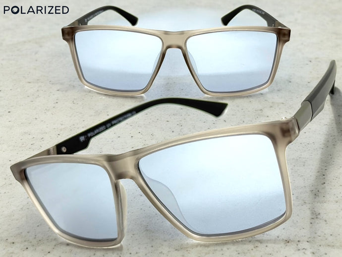 Classic Sporty Driving Fishing POLARIZED SUNGLASSES Gray Frame - Silver Lens 5321