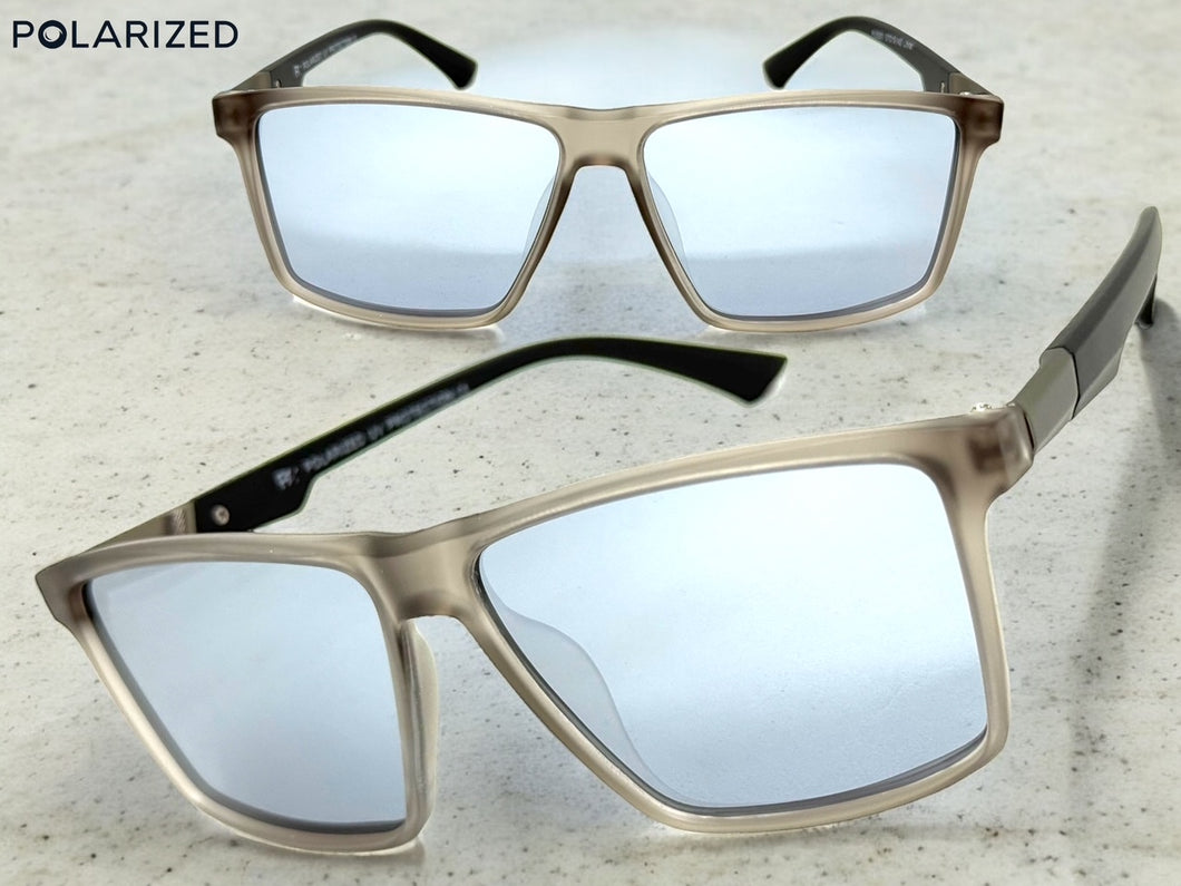 Classic Sporty Driving Fishing POLARIZED SUNGLASSES Gray Frame - Silver Lens 5321