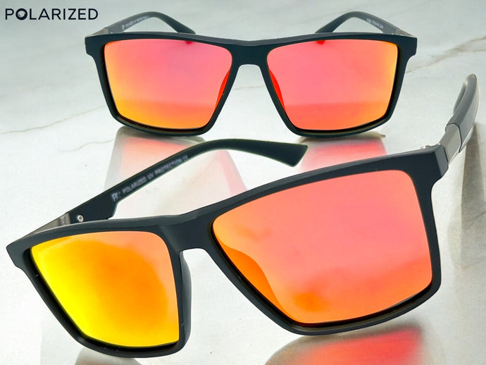 Classic Sporty Driving Fishing POLARIZED SUNGLASSES Black Frame - Orange Lens 5321
