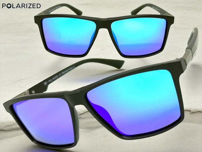 Classic Sporty Driving Fishing POLARIZED SUNGLASSES Black Frame - Green Lens 5321
