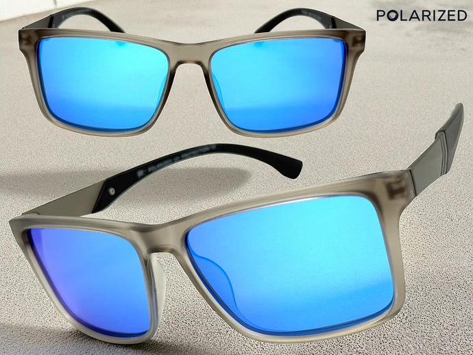 Classic Sporty Driving Fishing POLARIZED SUNGLASSES Gray Frame - Blue Lens 5320