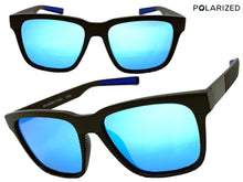 Classic Sporty Driving Fishing POLARIZED SUNGLASSES Large Black Frame - Blue Lens 9086