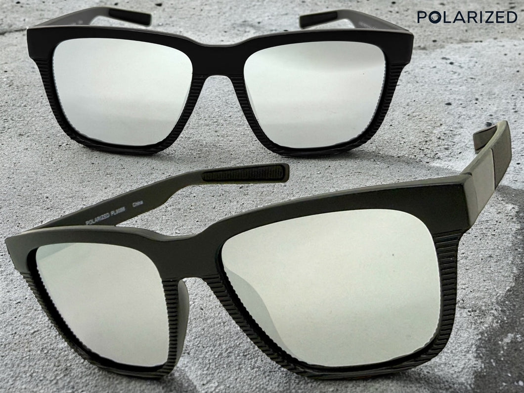 Classic Sporty Driving Fishing POLARIZED SUNGLASSES Large Black Frame - Gray Lens 9086