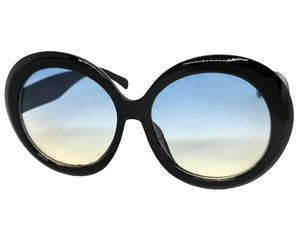 Oversized Exaggerated Vintage Retro Style SUNGLASSES X-Large Round Black Frame 2685