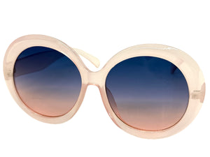 Oversized Exaggerated Vintage Retro Style SUNGLASSES X-Large Round Pink Frame 2685