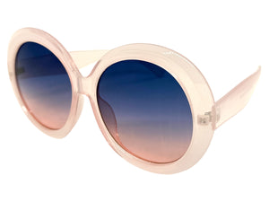 Oversized Exaggerated Vintage Retro Style SUNGLASSES X-Large Round Pink Frame 2685