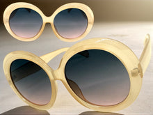 Oversized Exaggerated Vintage Retro Style SUNGLASSES X-Large Round Beige Frame 2685