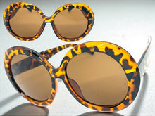 Oversized Exaggerated Vintage Retro Style SUNGLASSES X-Large Round Tortoise Frame 2685