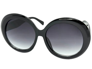 Oversized Exaggerated Vintage Retro Style SUNGLASSES X-Large Round Black Frame 2685