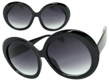 Oversized Exaggerated Vintage Retro Style SUNGLASSES X-Large Round Black Frame 2685