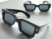 Classic Vintage Retro Style SUNGLASSES Super Thick Black Frame - Dark Lens E2165