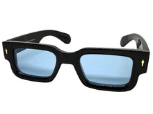 Classic Vintage Retro Style SUNGLASSES Super Thick Black Frame - Blue Lens E2165