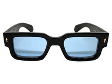 Classic Vintage Retro Style SUNGLASSES Super Thick Black Frame - Blue Lens E2165