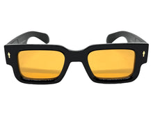 Classic Vintage Retro Style SUNGLASSES Super Thick Black Frame - Orange Lens E2165