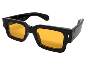 Classic Vintage Retro Style SUNGLASSES Super Thick Black Frame - Orange Lens E2165