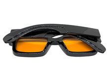 Classic Vintage Retro Style SUNGLASSES Super Thick Black Frame - Orange Lens E2165