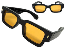 Classic Vintage Retro Style SUNGLASSES Super Thick Black Frame - Orange Lens E2165