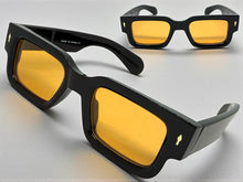 Classic Vintage Retro Style SUNGLASSES Super Thick Black Frame - Orange Lens E2165