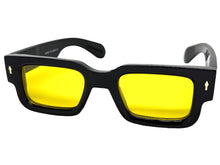 Classic Vintage Retro Style SUNGLASSES Super Thick Black Frame - Yellow Lens E2165
