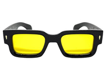 Classic Vintage Retro Style SUNGLASSES Super Thick Black Frame - Yellow Lens E2165