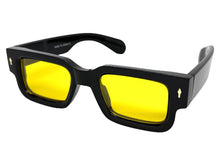 Classic Vintage Retro Style SUNGLASSES Super Thick Black Frame - Yellow Lens E2165