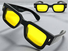 Classic Vintage Retro Style SUNGLASSES Super Thick Black Frame - Yellow Lens E2165
