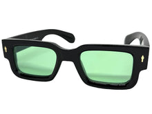 Classic Vintage Retro Style SUNGLASSES Super Thick Black Frame - Green Lens E2165